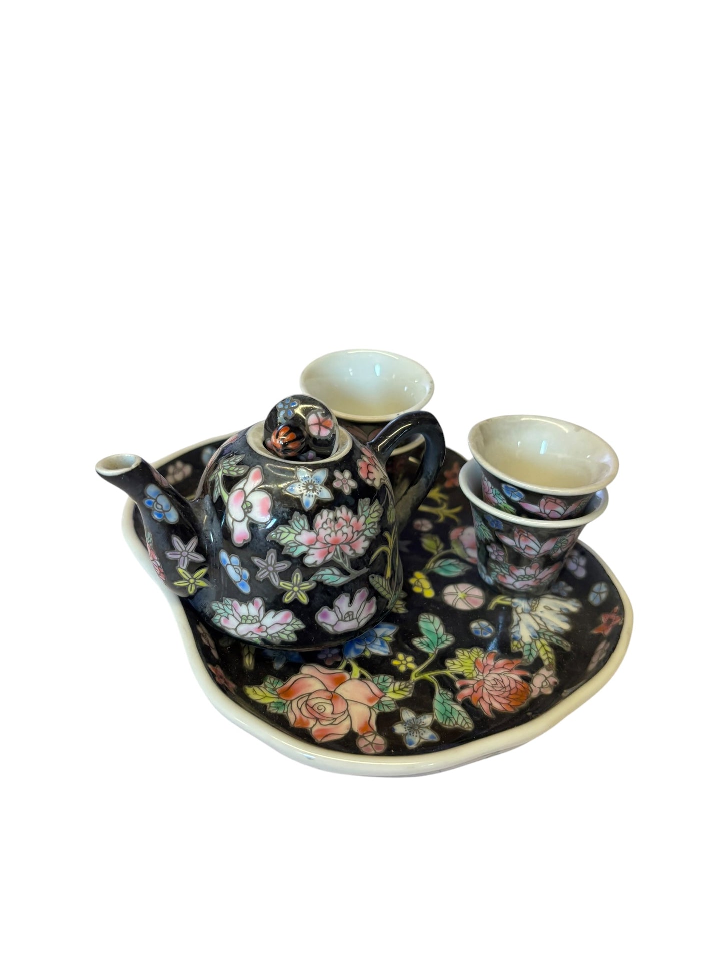 20312 - Black 5 Pc Tea Set W Tray Kids 7" |A-11|