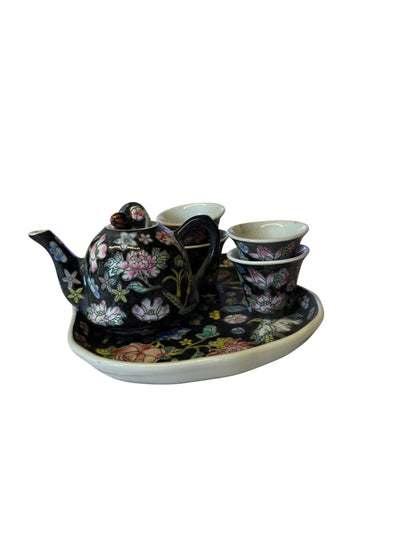 20312 - Black 5 Pc Tea Set W Tray Kids 7" |A-11|