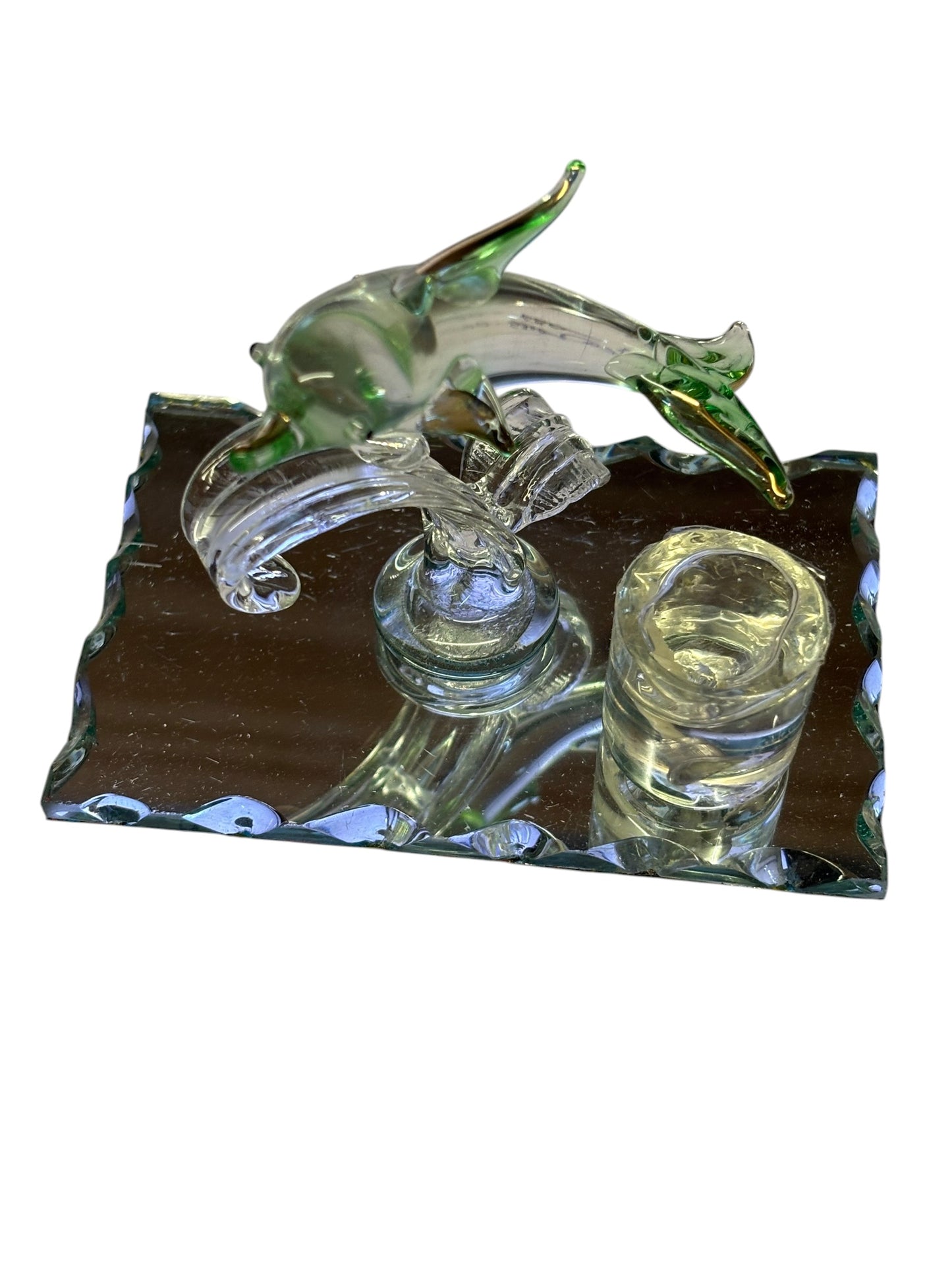 13767 - Buy One Get One Free Green Glass Dolphin 5" |F-17|