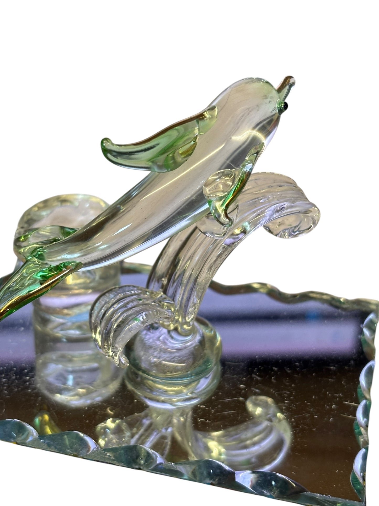 13767 - Buy One Get One Free Green Glass Dolphin 5" |F-17|