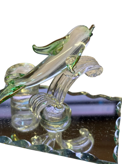 13767 - Buy One Get One Free Green Glass Dolphin 5" |F-17|