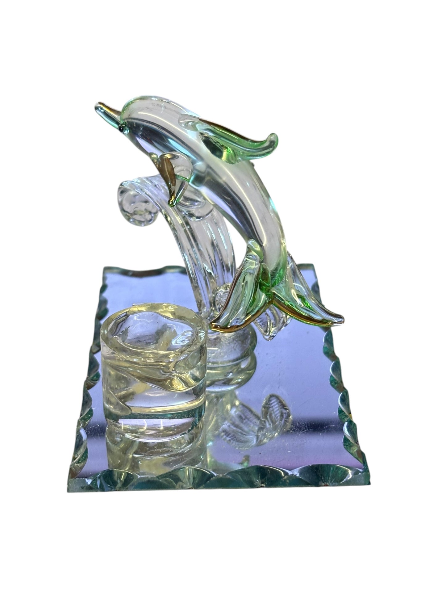 13767 - Buy One Get One Free Green Glass Dolphin 5" |F-17|