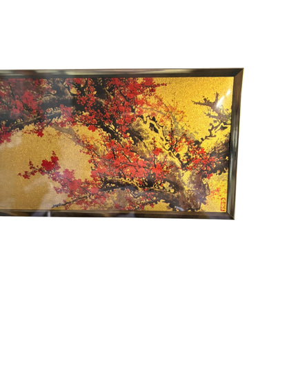 7429 - 8x18" 22k Gold Branch CHERRY BLOSSOM FRAMED PICTURE |TBD|