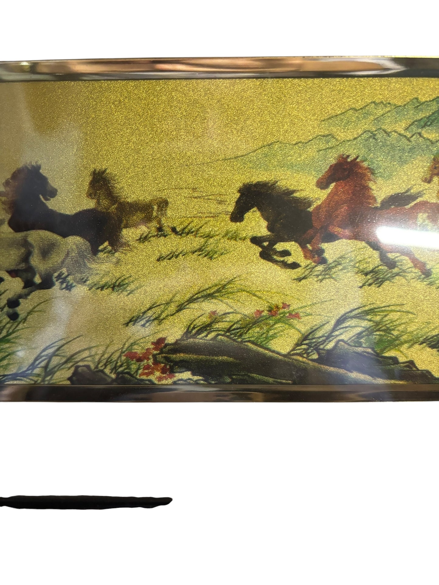 10981 - VINTAGE 8x18" 22K GOLD RACING HORSED FRAMED PRINT |TBD|