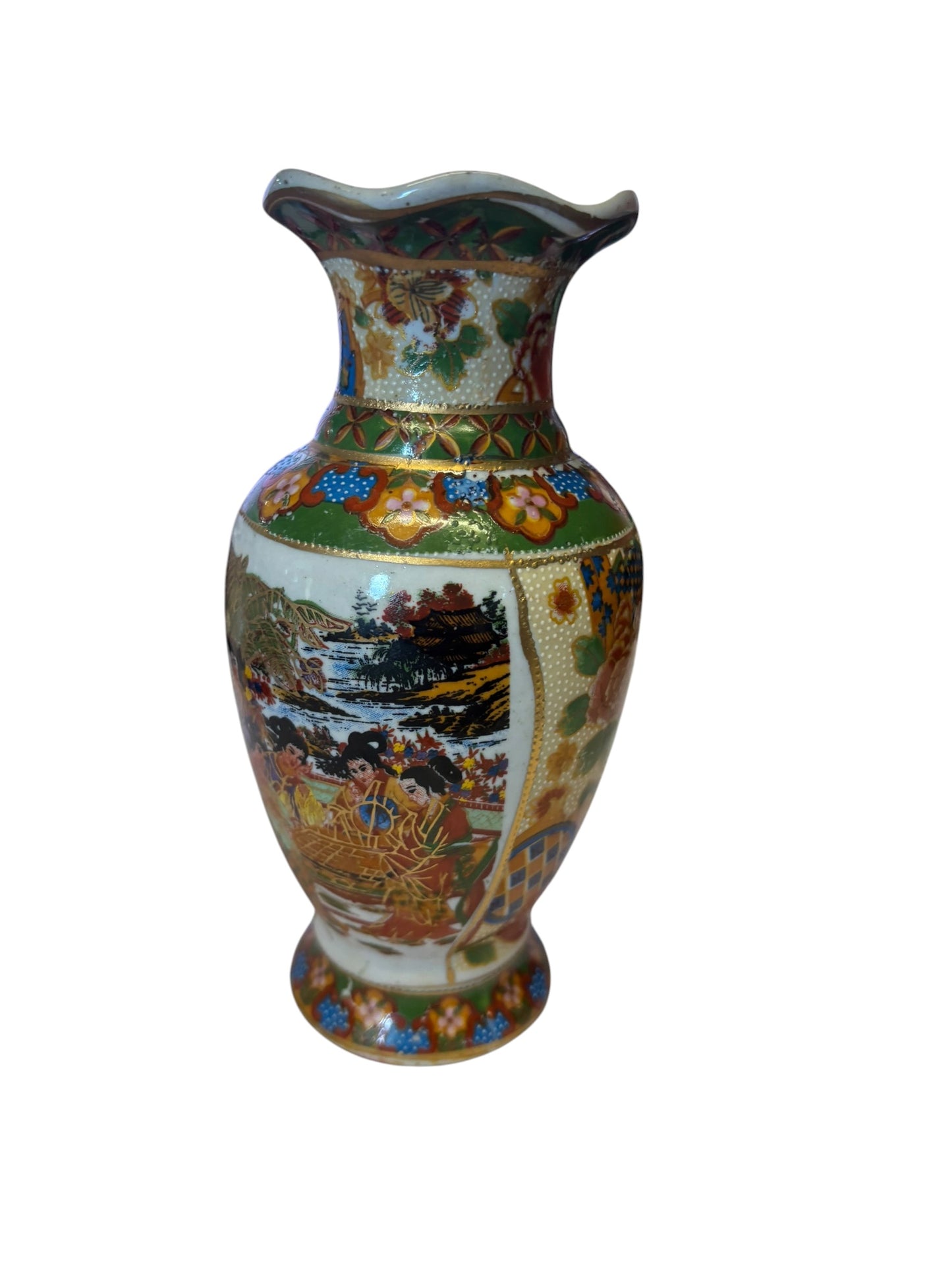 13084   6" SATSUMA  Vase SIX GEISHA  |TBD|