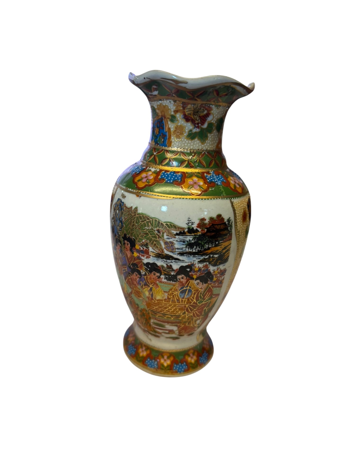 13084   6" SATSUMA  Vase SIX GEISHA  |TBD|