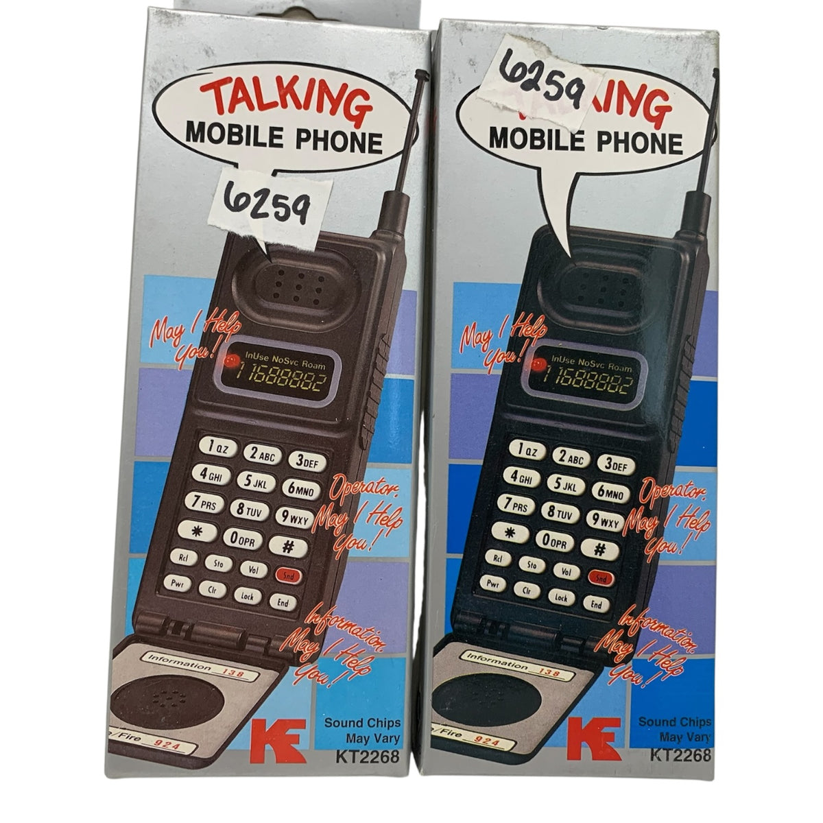 6259 - Set of Two Toy Vintage Talking Mobile Phone 7" |T-65|