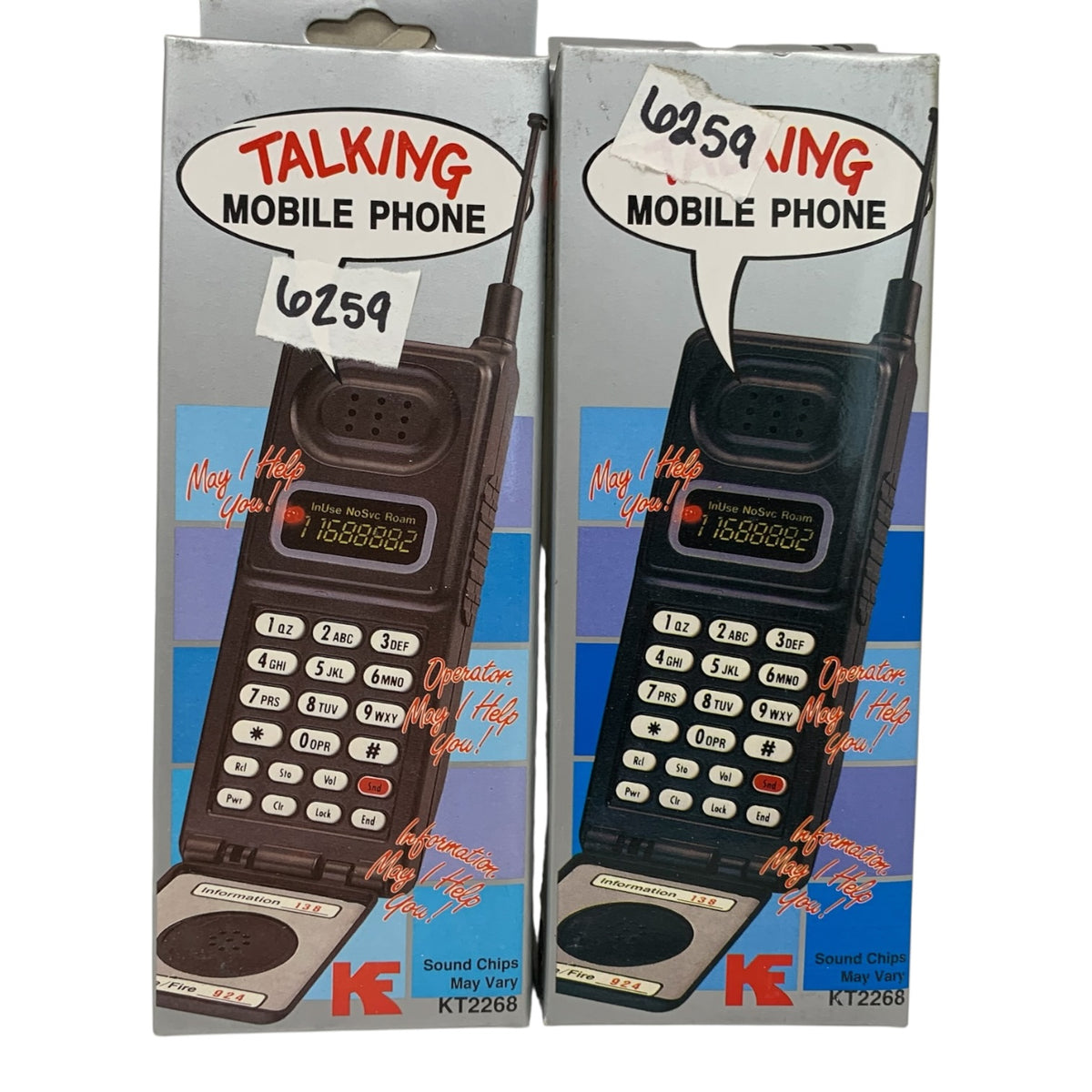 6259 - Set of Two Toy Vintage Talking Mobile Phone 7" |T-65|