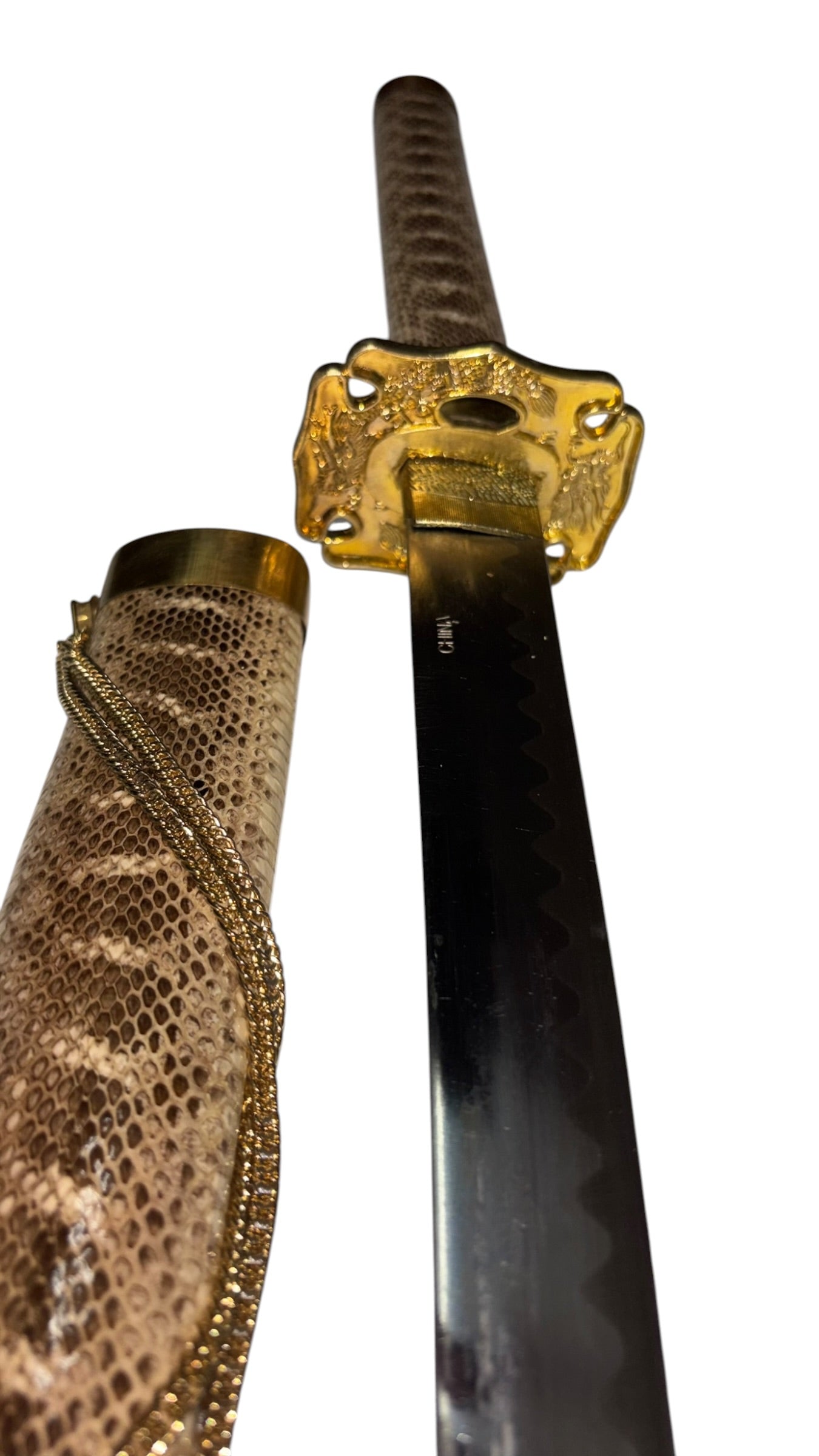 15672 - 39" Snakeskin Katana Sword  THE SNAKE IS A MEANING OF TRANSFORMATION |206|