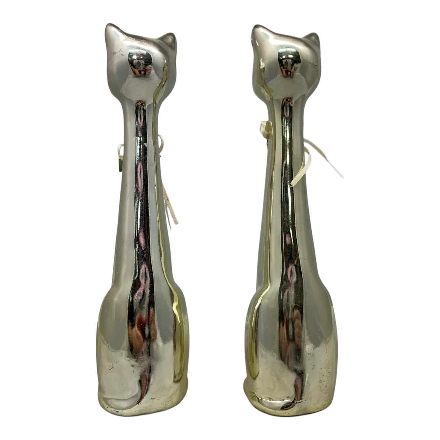 532 - (Set of 2) 10" Decorative Golden Cat Statues |Z-12|