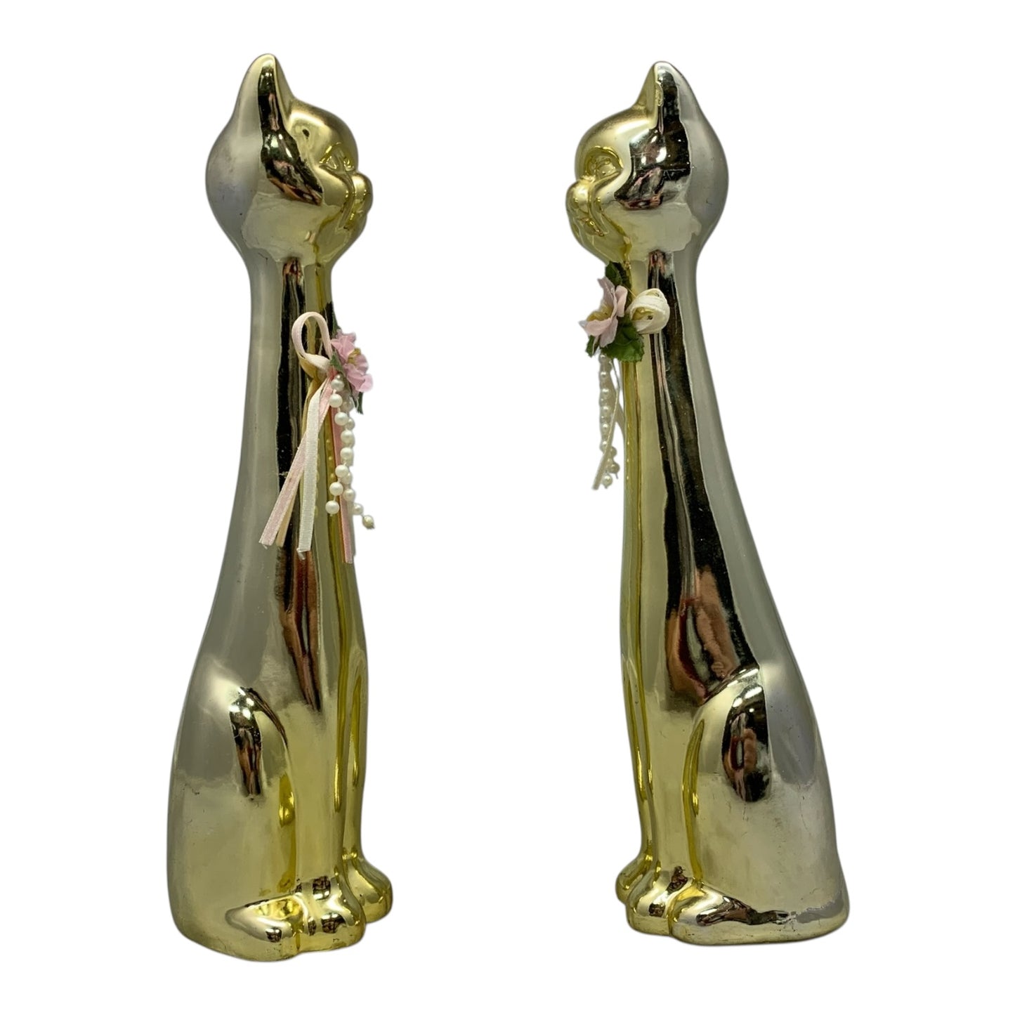 532 - (Set of 2) 10" Decorative Golden Cat Statues |Z-12|