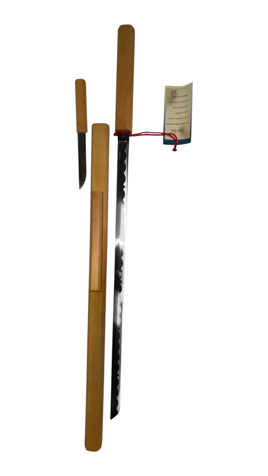 6979 - 38" Chokuto Sword with Small Knife Wood Sheath |210|