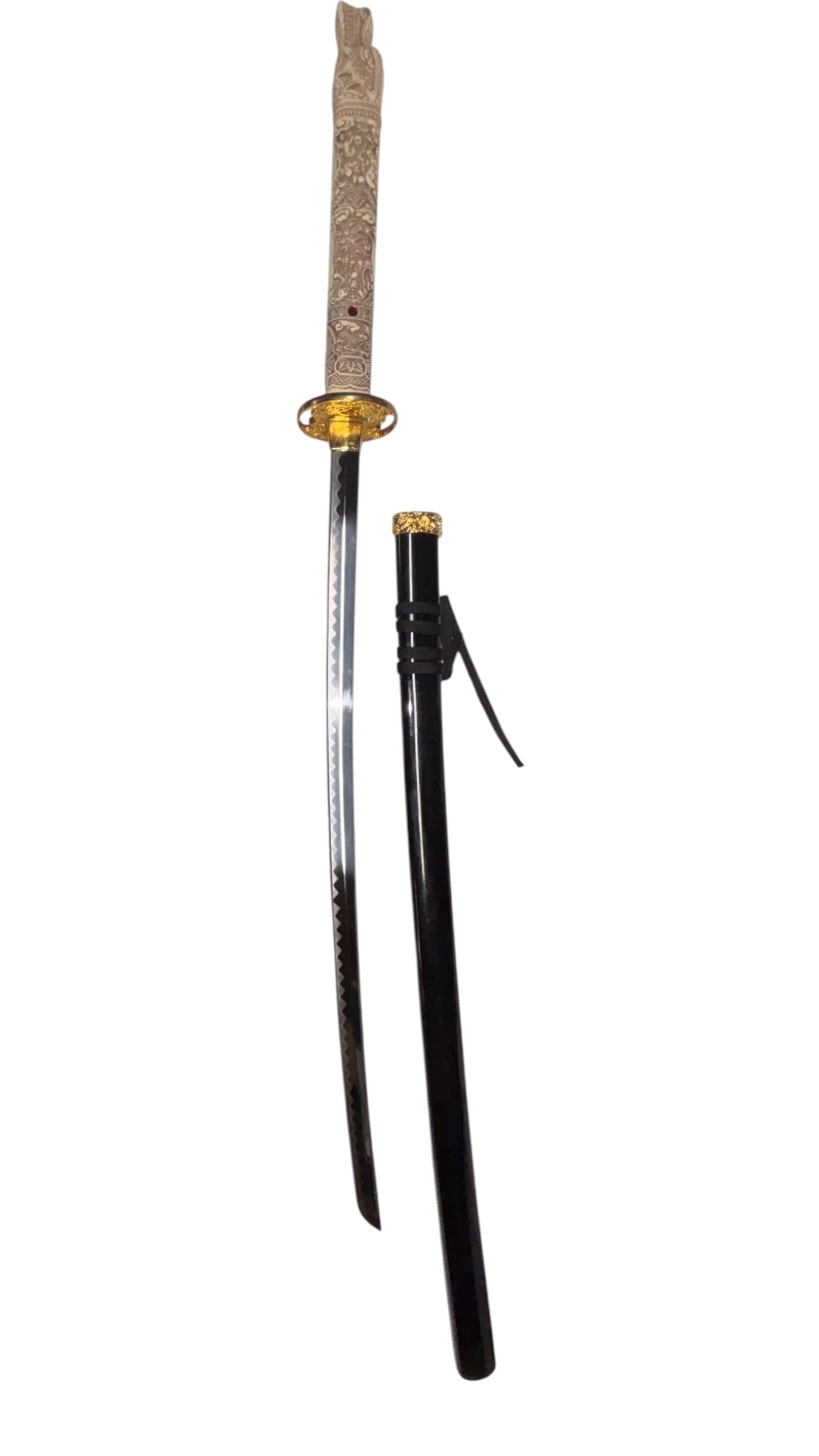 3984 - 46" Stainless Sword Faux Ivory Dragon BECOME A DRAGON SLAYER  - |215|
