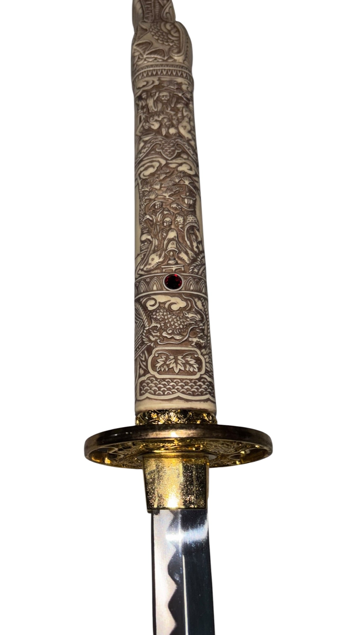 3984 - 46" Stainless Sword Faux Ivory Dragon BECOME A DRAGON SLAYER  - |215|
