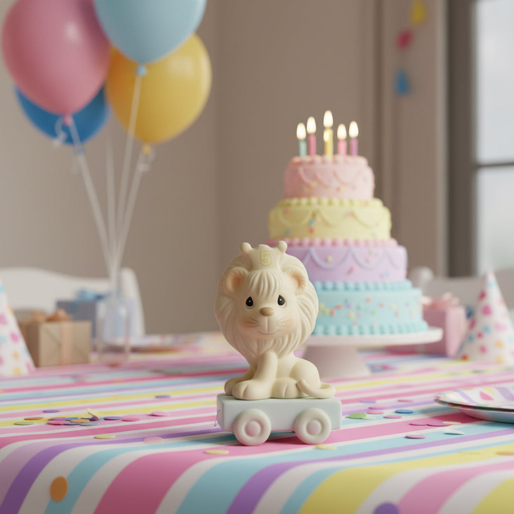 34520 - 4.5" Precious Moments Birthday Train Lion Age 5 |H-27|