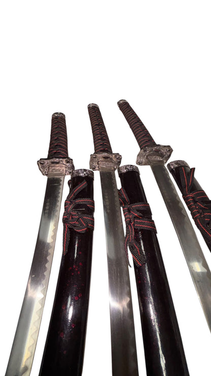 3538 - Sword Set 3pc Burgundy with Stand - |215|