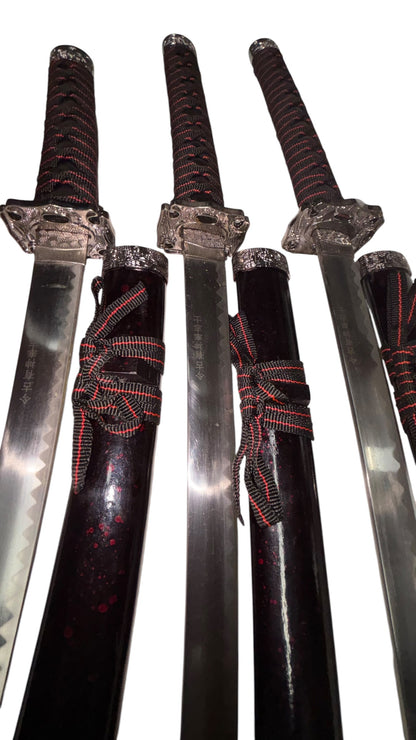 3538 - Sword Set 3pc Burgundy with Stand - |215|