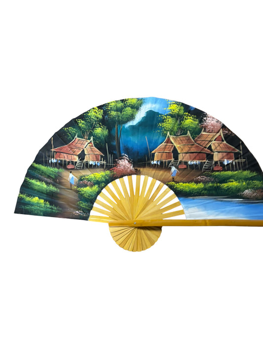 12771 - 40" Fan with Hand Painted Village |W-20|