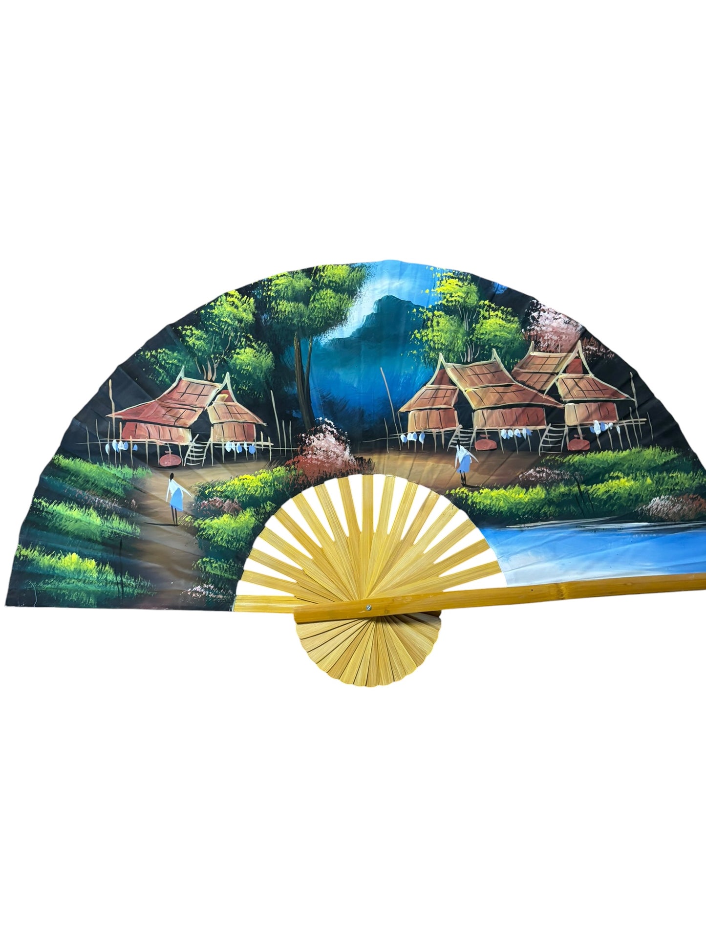 12771 - 40" Fan with Hand Painted Village |W-20|