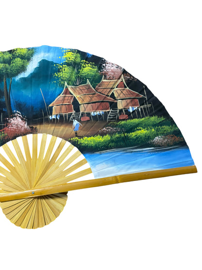 12771 - 40" Fan with Hand Painted Village |W-20|