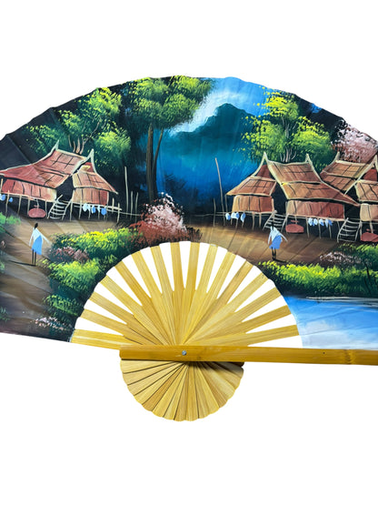 12771 - 40" Fan with Hand Painted Village |W-20|