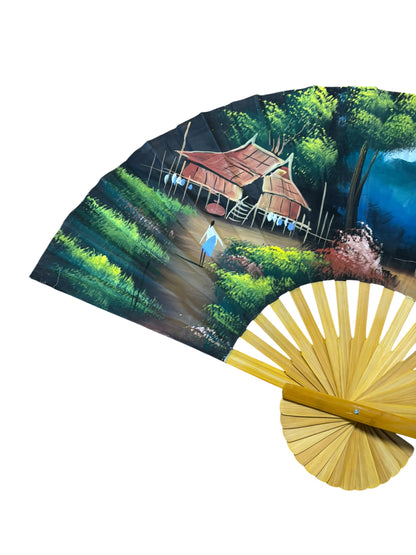 12771 - 40" Fan with Hand Painted Village |W-20|