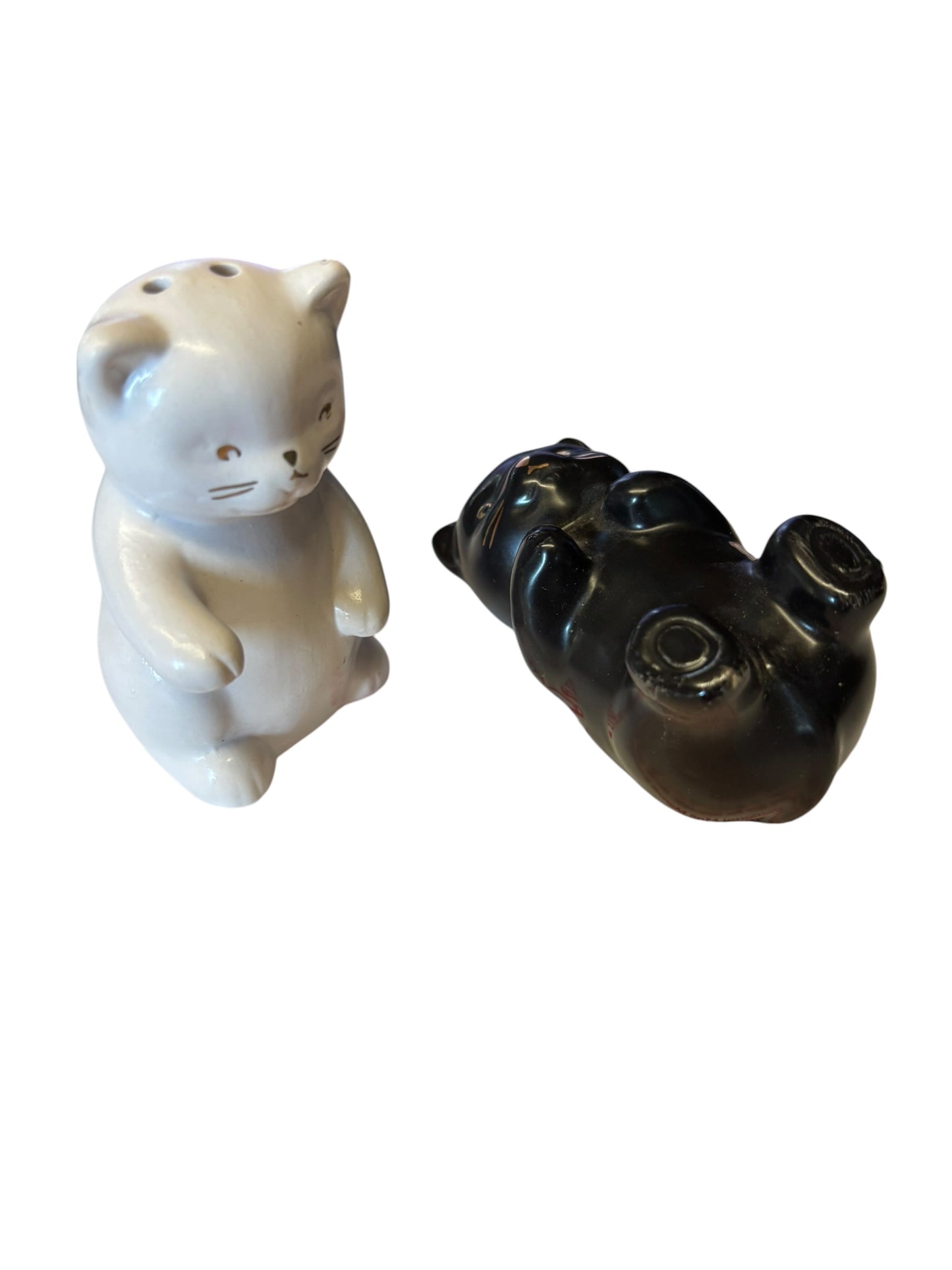 39920 - Charming White and Black Cat Themed Salt and Pepper Shaker Set 3.5" CERAMIC for Whimsical Kitchen Decor |4-22|