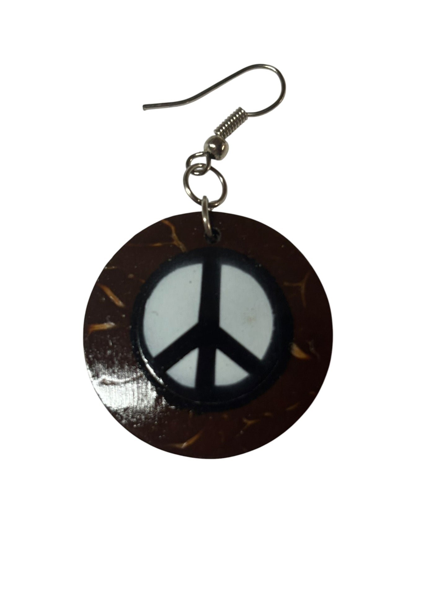 21596 - Coconut Peace Sign Earrings |Clear-156|