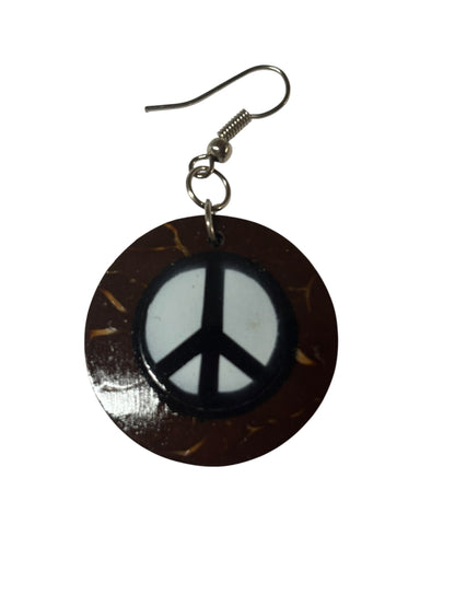 21596 - Coconut Peace Sign Earrings |Clear-156|