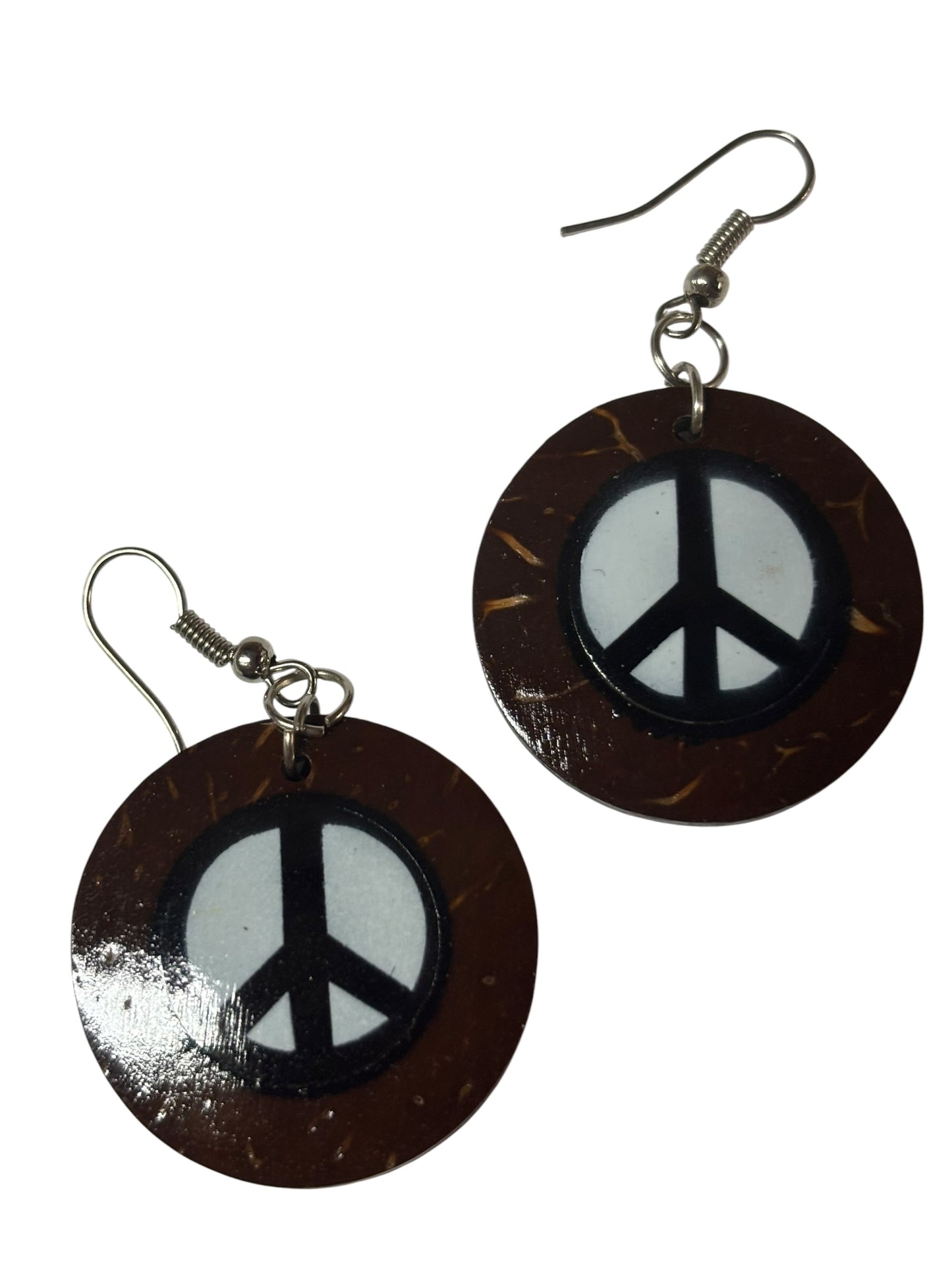 21596 - Coconut Peace Sign Earrings |Clear-156|