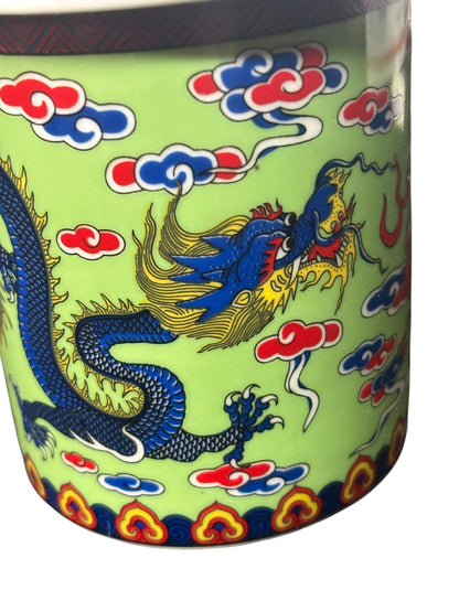 15685 - Set of Two Tea Mug Green w/ Blue Dragon |10-15| |Pod 3-27|