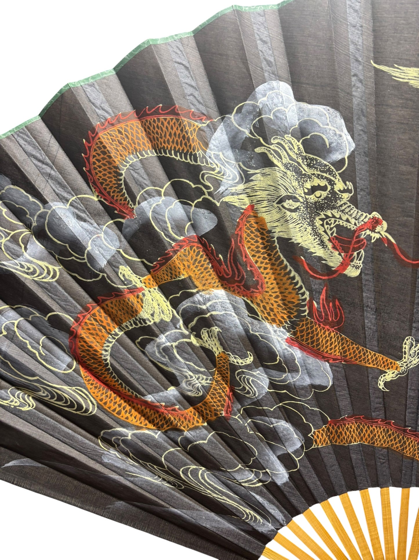 33664 - 35" Fan Black WALL WITH COLORFUL  Dragon |Box 10|