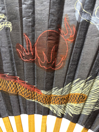33664 - 35" Fan Black WALL WITH COLORFUL  Dragon |Box 10|