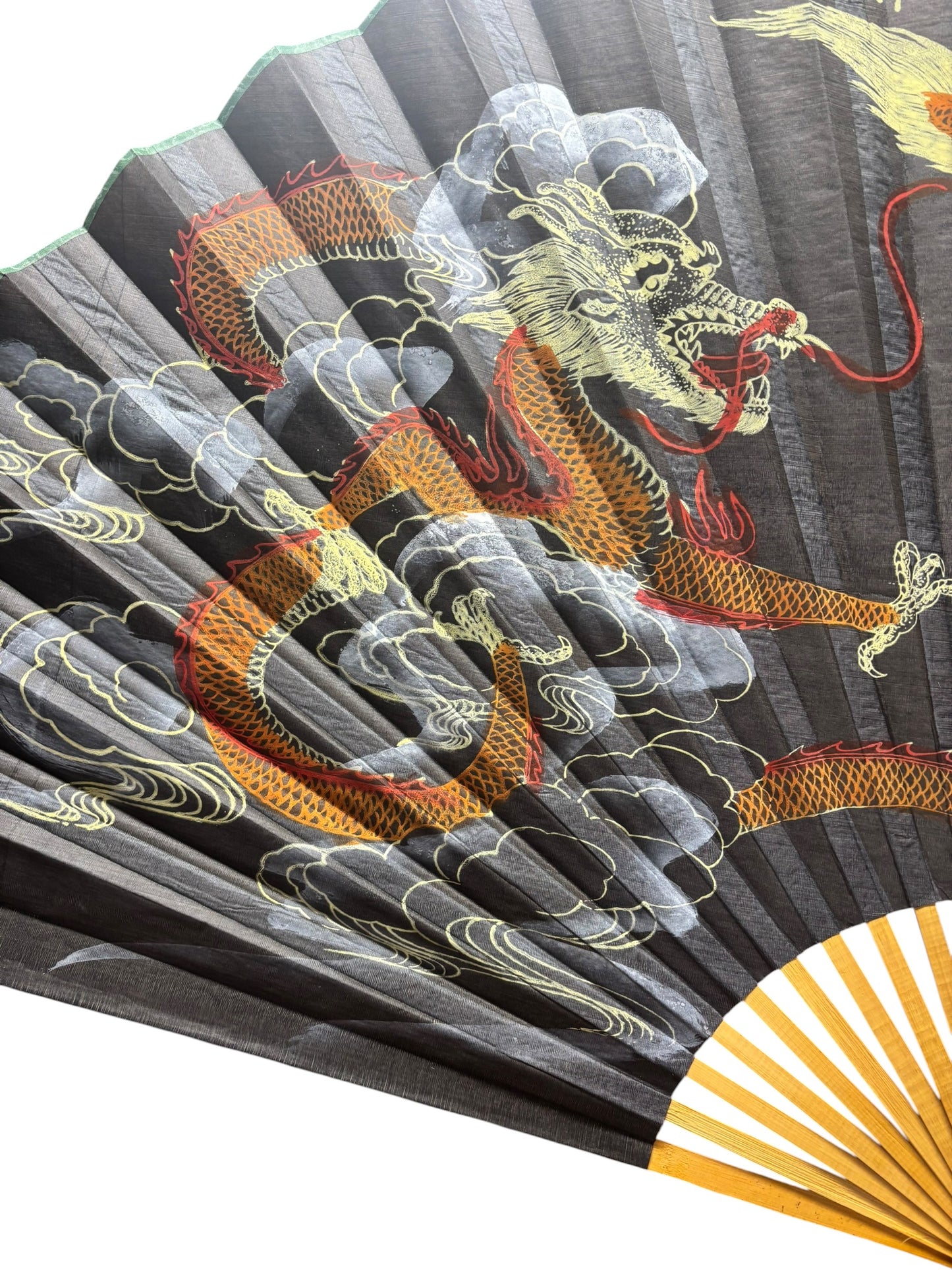 33664 - 35" Fan Black WALL WITH COLORFUL  Dragon |Box 10|