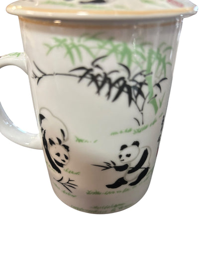 3545 - Set of Two Ceramic 10 oz Tea Cups Panda and Bamboo |10-15|