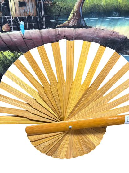 12777 - Hand Painted 40" Fan Village Sunset |W-25|