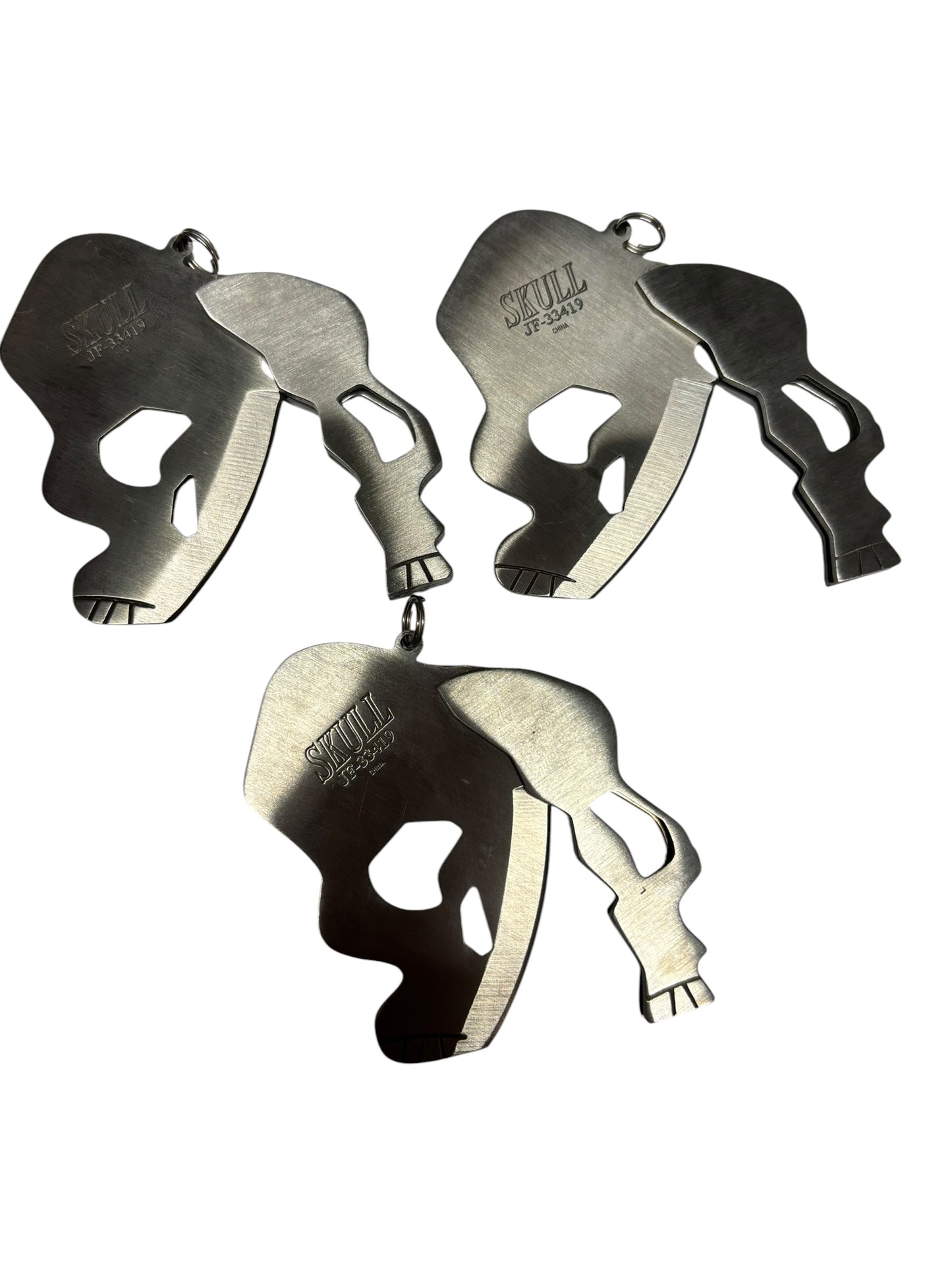 9862 - SET OF THREE  Keychain Skull Folding Knife |82|