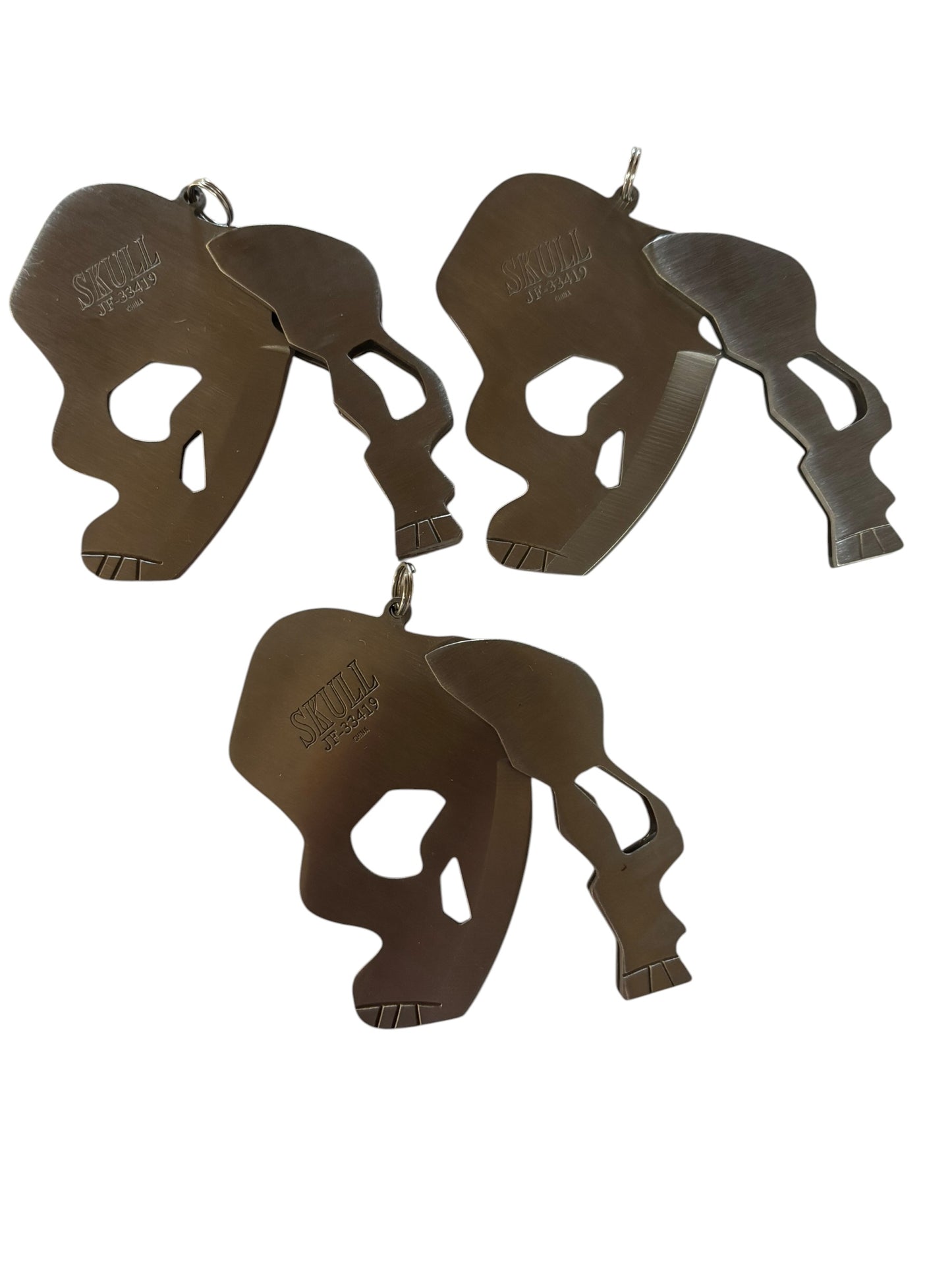 9862 - SET OF THREE  Keychain Skull Folding Knife |82|