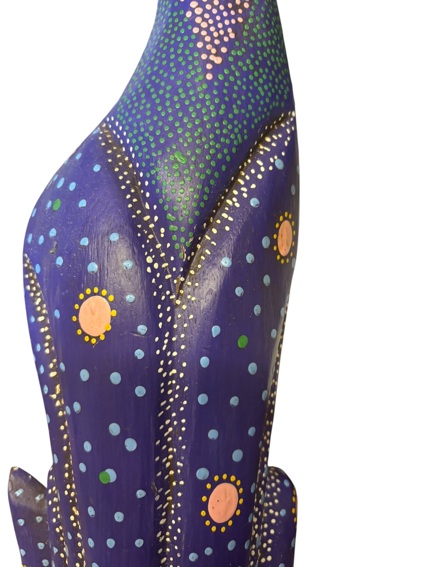 4358 - 24" Purple MOSAIC DOTS OR ALEBRIJE Wood Cat - Spots - |TBD|