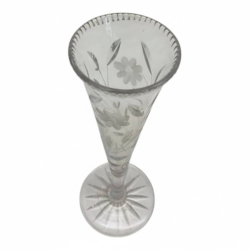 20427 - Cut Glass Champagne Flute With Flowers 8" |9-18|