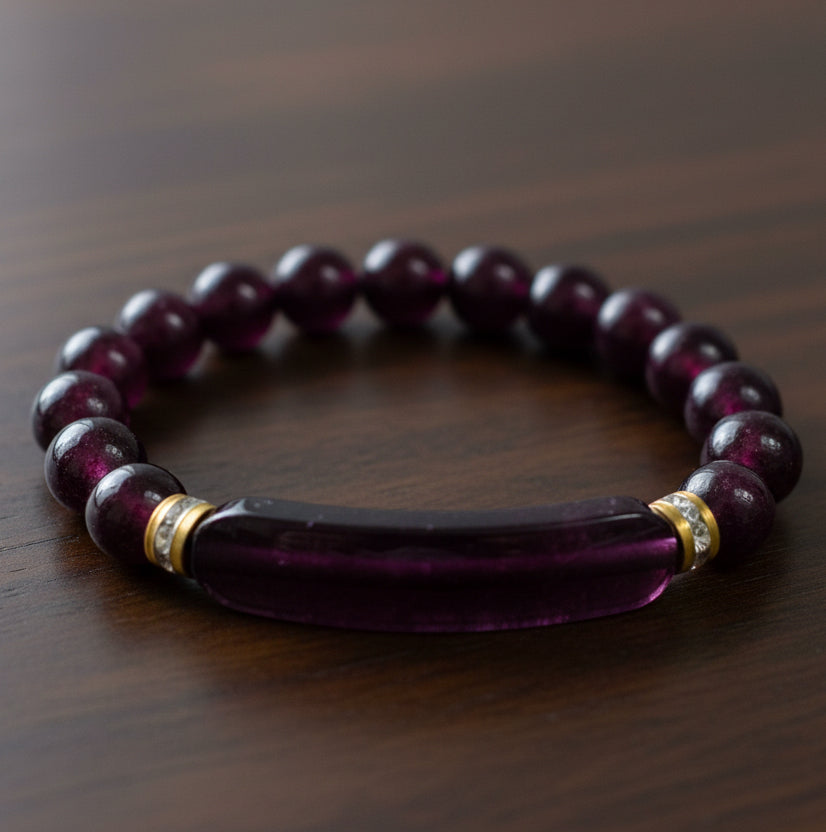 5200 - Dark Purple Bead Bracelet ID 4" |Clear-101| |Store|
