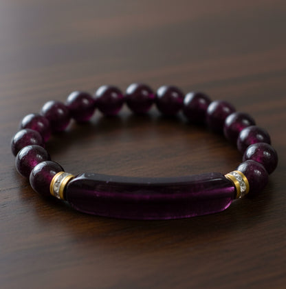 5200 - Dark Purple Bead Bracelet ID 4" |Clear-101| |Store|