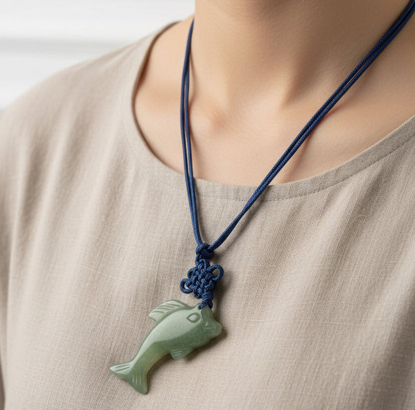 20655 - Jade Dolphin Pendant 4" |Clear 145|