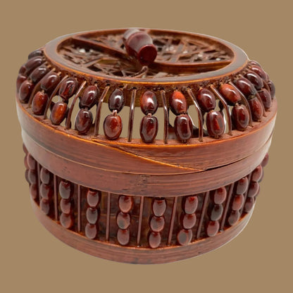 13136 - 5" Japanese-Style Lacquered Bamboo Trinket Box |15-29|