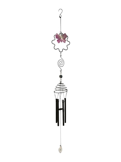 590 - 23" METAL AND GLASS  Black Metal Purple Butterfly |G-7|