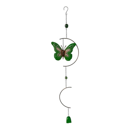 720 - 30" METAL AND GLASS Green & Pink Butterfly Chime |G-7|