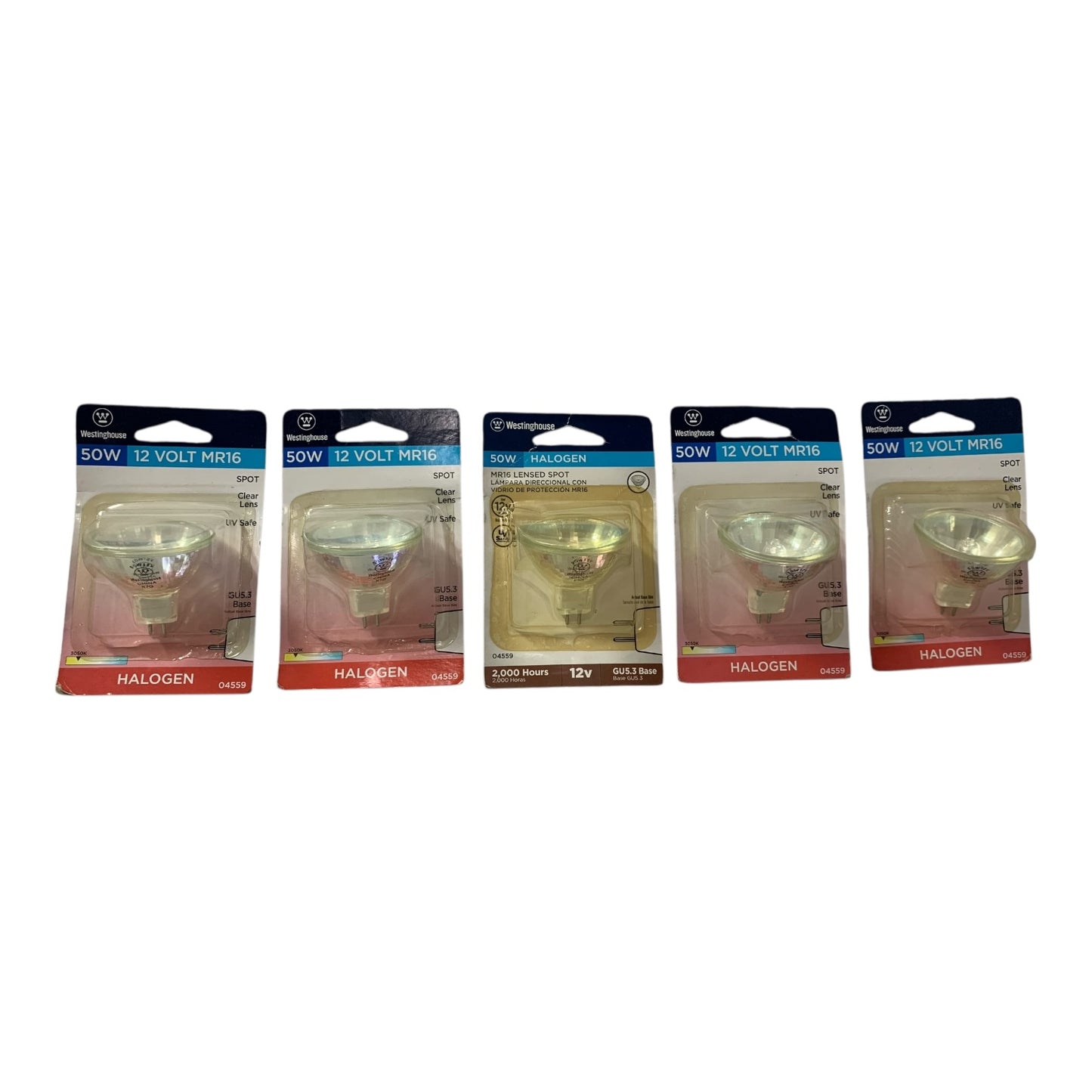 38621 - Set Of Five Westinghouse 50W 12 Volt MR16 5" |S-25|