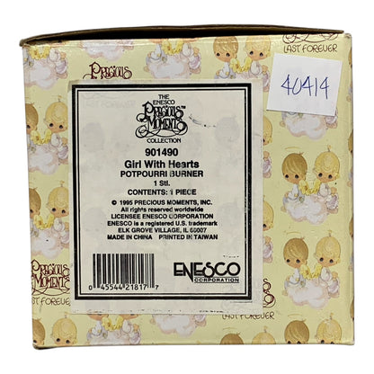 40414 - Precious Moments Girl w/Hearts Potpourri Teapot - |H-26|