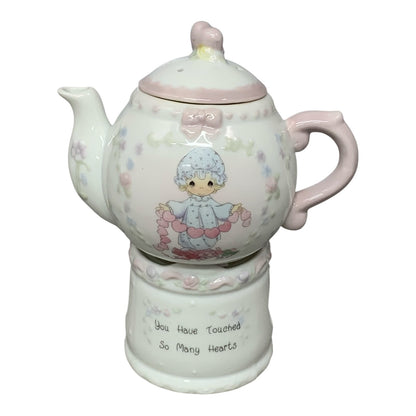 40414 - Precious Moments Girl w/Hearts Potpourri Teapot - |H-26|