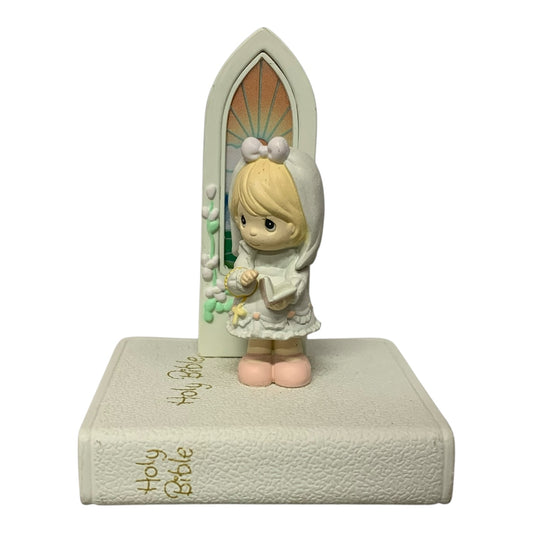40463 -Precious Moments Girl's First Holy Communion Figurine Holding Bible 3.5 inch |H-26|